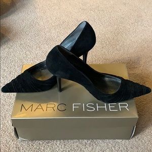 Black suede high heels shoes
